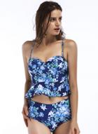 Oasap Spaghetti Strap Printed Sleeveless Two Pieces Swimwear