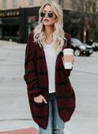 Oasap Fashion Long Sleeve Stripe Open Front Cardigan