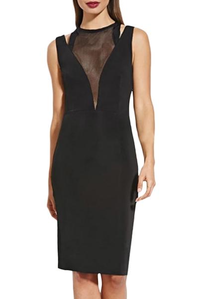 Oasap Women's Black Sleeveless Sheer Mesh Bodycon Clubwear Dress