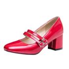 Oasap Solid Color Buckle Strap Block Heels Shoes