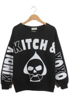 Oasap Punk Skull Fleece Sweatshirt