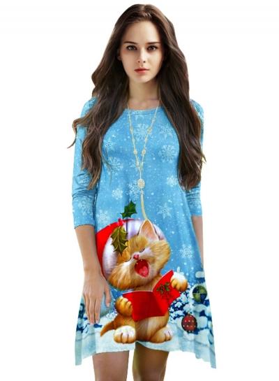 Oasap Christmas Cartoon Graphic Trapeze Dress