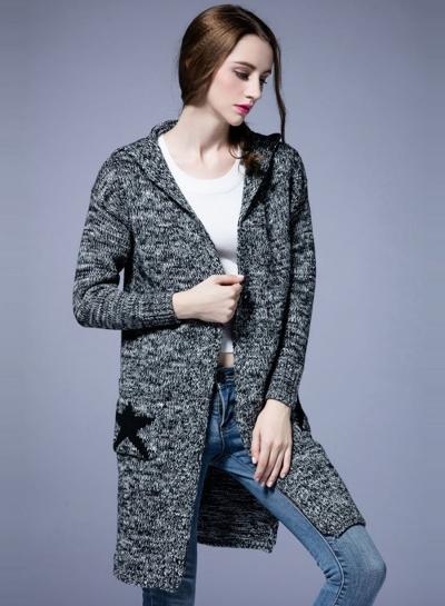 Oasap Fashion Pentagram Printed One Button Cardigan