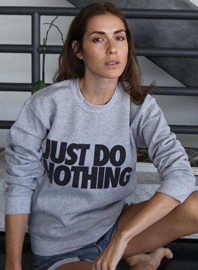 Oasap Letter Graphic Round Neck Pullover Sweatshirt