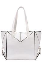Oasap White Distinctive Panel Design Shoulder Bag