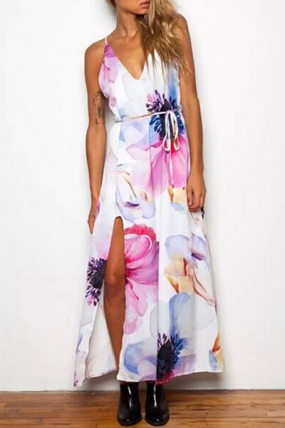 Oasap Grace Floral Sleeveless Back Cutout Cami Dress