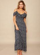 Oasap Spaghetti Strap Floral Print High Waist Maxi Dress