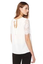 Oasap Fashion Solid White Lace Blouse