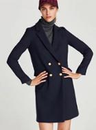 Oasap Fashion Back Slit Double Breasted Solid Coat
