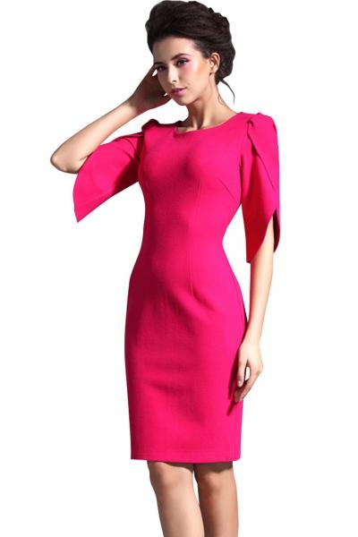 Oasap Hot Pink Tulip Sleeves Pencil Dress