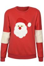 Oasap Christmas Santa Claus Fleece Paneled Sweatshirt
