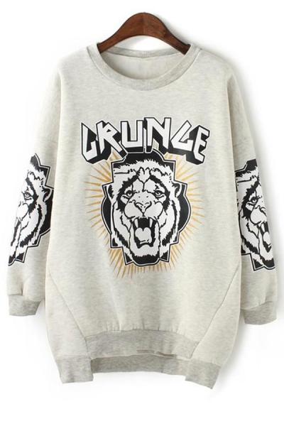 Oasap Tiger High-low Fleece Sweatshirt