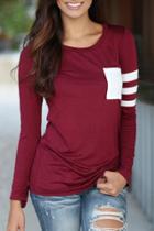 Oasap Color Block Stripe Round Neck Knit Tee