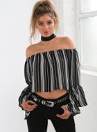 Oasap Fashion Off Shoulder Strapless Flare Sleeve Blouse