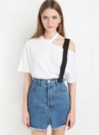 Oasap White Off Shoulder Loose Tee Shirt