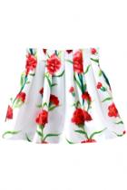 Oasap Carnation Print Organza Pleated Mini Skirt