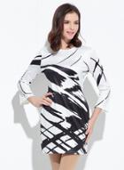 Oasap Fashion Long Sleeve Printed Bodycon Pullover Dress