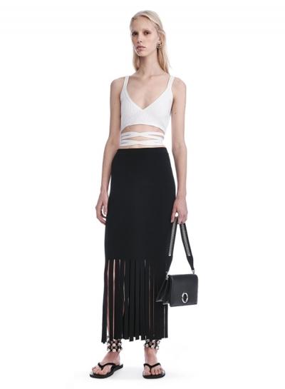 Oasap Simple Tassel Detail Slim Skirt