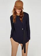 Oasap Fashion Long Sleeve Tie Front Pullover Blouse