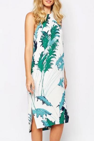 Oasap Phragmites Print High-low Dress