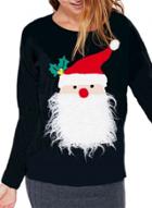 Oasap Women's Christmas Santa Graphic Round Neck Sweatshirt