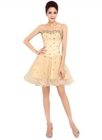 Oasap Strapless Rhinestone Short Cocktail Dress