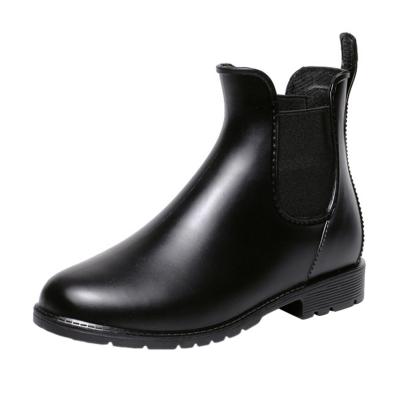 Oasap Round Toe Low Heels Elastic Band Rain Boots