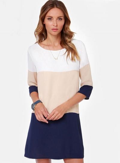 Oasap Women's Colourblock Loose Fit Mini Dress