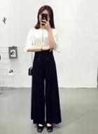 Oasap High Waist Lace-up Wide Leg Pants
