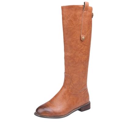 Oasap Round Toe Solid Color Knee-high Boots