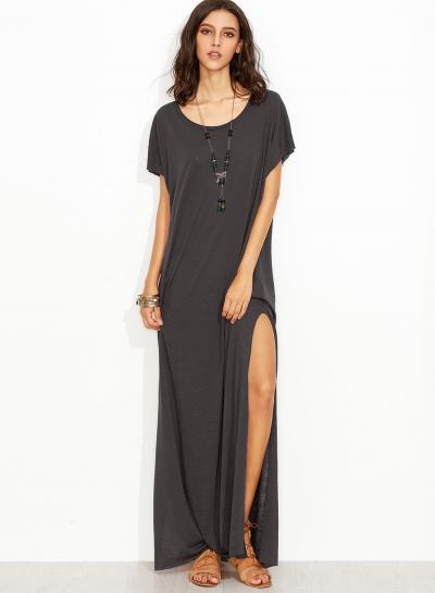 Oasap Loose Fit Maxi Tee Dress With Pocket
