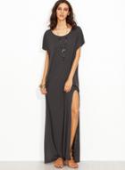 Oasap Loose Fit Maxi Tee Dress With Pocket