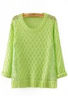 Oasap Sweet Solid Color Organza Paneled Sweater