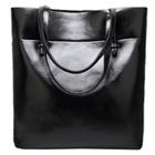 Oasap Fashion Solid Pu Leather Tote Shoulder Bag