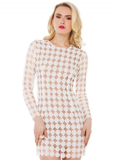 Oasap Women's Lace Wave Point Mini Dress