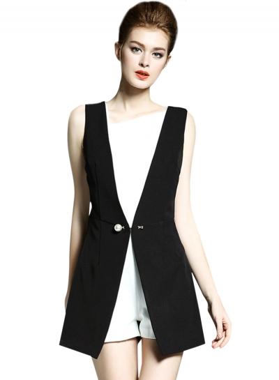 Oasap Women's Casual False 2 Piece Sleeveless Color Block Party Romper