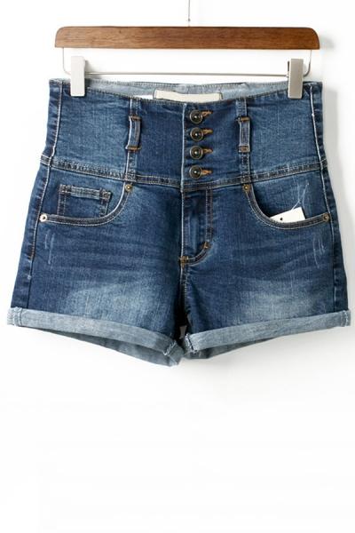 Oasap High Waist Wash Denim Shorts