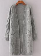 Oasap Fashion Long Sleeve Cable Knit Open Front Cardigan