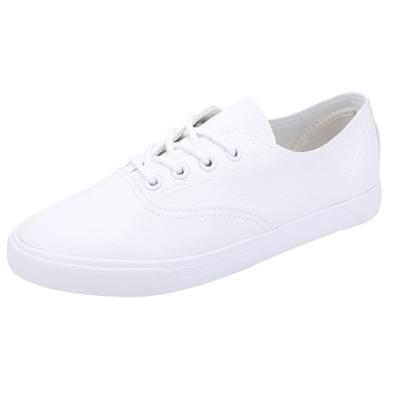 Oasap Solid Pu Low Top Lace Up Flat Sneakers