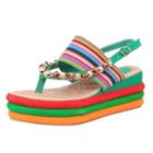 Oasap Clip Toe Multi Color Wedge Heels Sandals