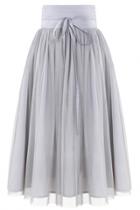 Oasap Mesh Layered Pleated Midi Skirt