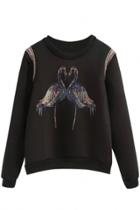 Oasap Scuba Double Crane Print Sweatshirt