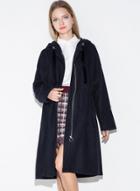 Oasap Women's Wool Blend Zip Front O Ring Hooded Coat