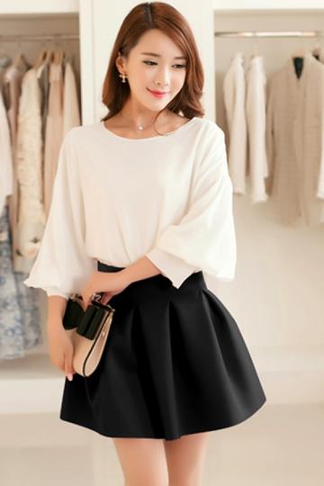 Oasap Pleated Candy Color Skirt