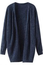 Oasap Navy Blue Drop Shoudler Knit Cardigan