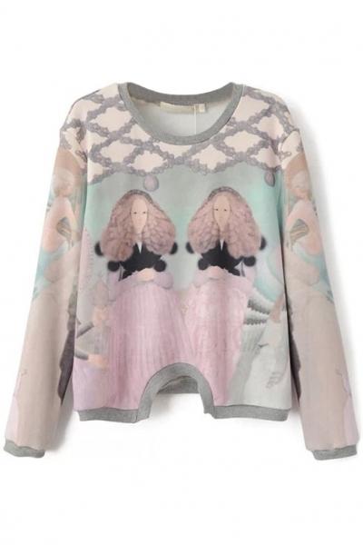 Oasap Lovely Little Princess Dusty Green Sweatshirt
