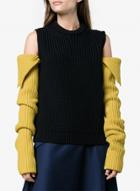 Oasap Fashion Off Shoulder Long Sleeve Color Block Sweater