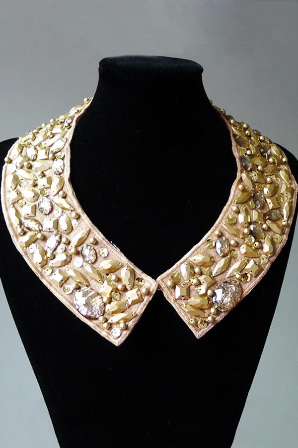 Oasap Gold-tone Studs Embellished Collar Shaped Necklace