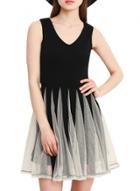 Oasap Women's Fashion Sleeveless Color Block A-line Pleated Dress