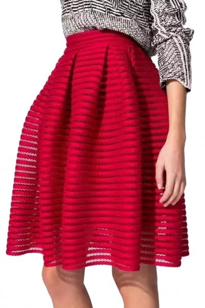 Oasap Structured Mesh Insert Pleated Swing Skirt
